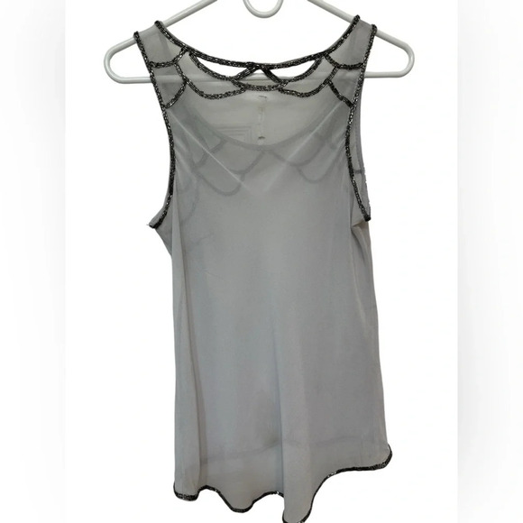 Willow & Clay Sequin Embellished Beaded Sheer Top Small Art Deco Sleeveless - Picture 2 of 7